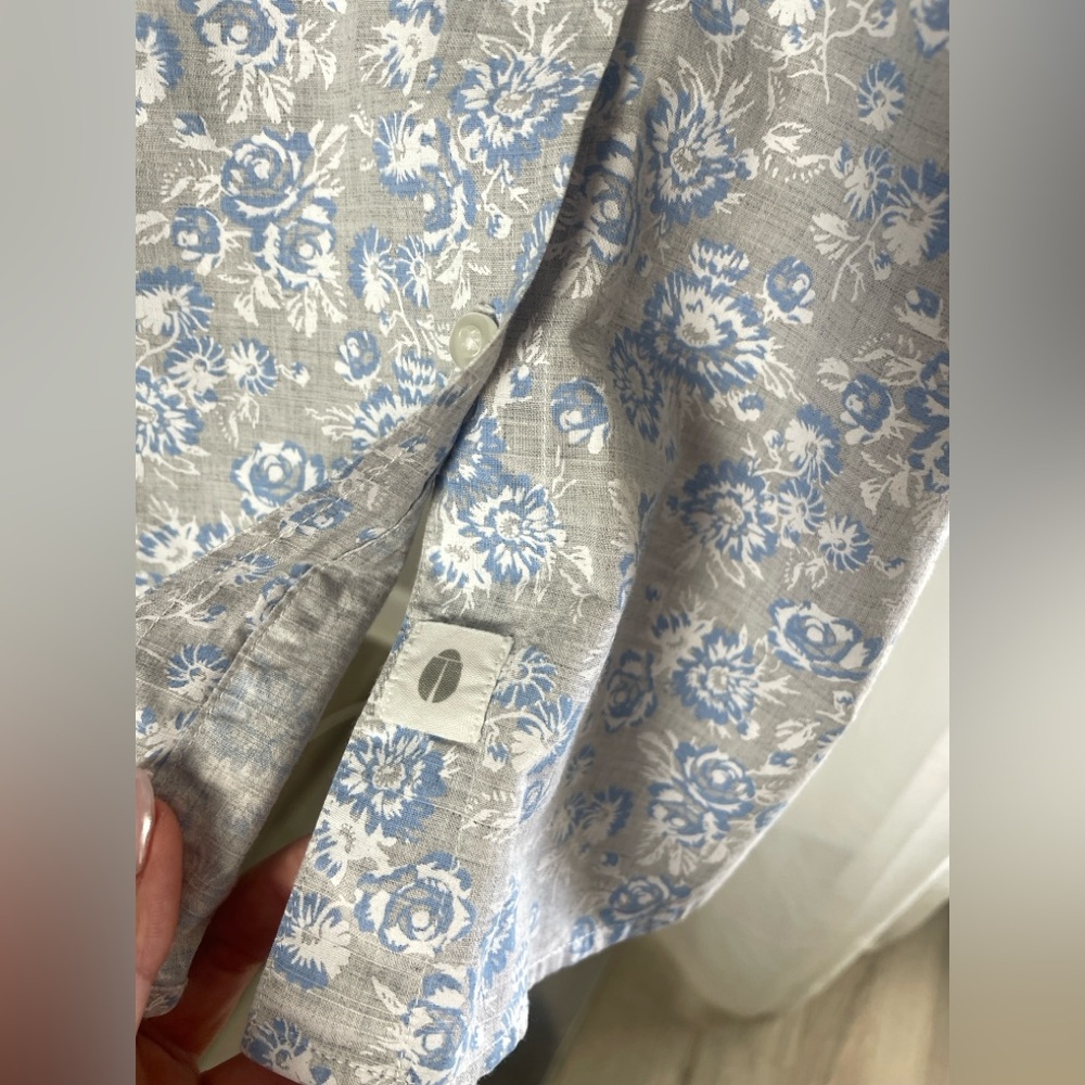 Frank & Eileen Grayson the Hero Blue Floral Button Up Cotton Shirt Size 4 - Picture 8 of 9